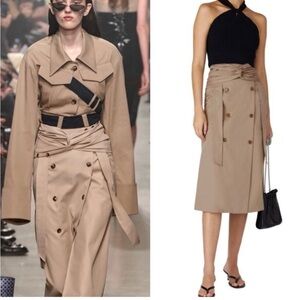 Rokh Twisted Wrap Midi Skirt